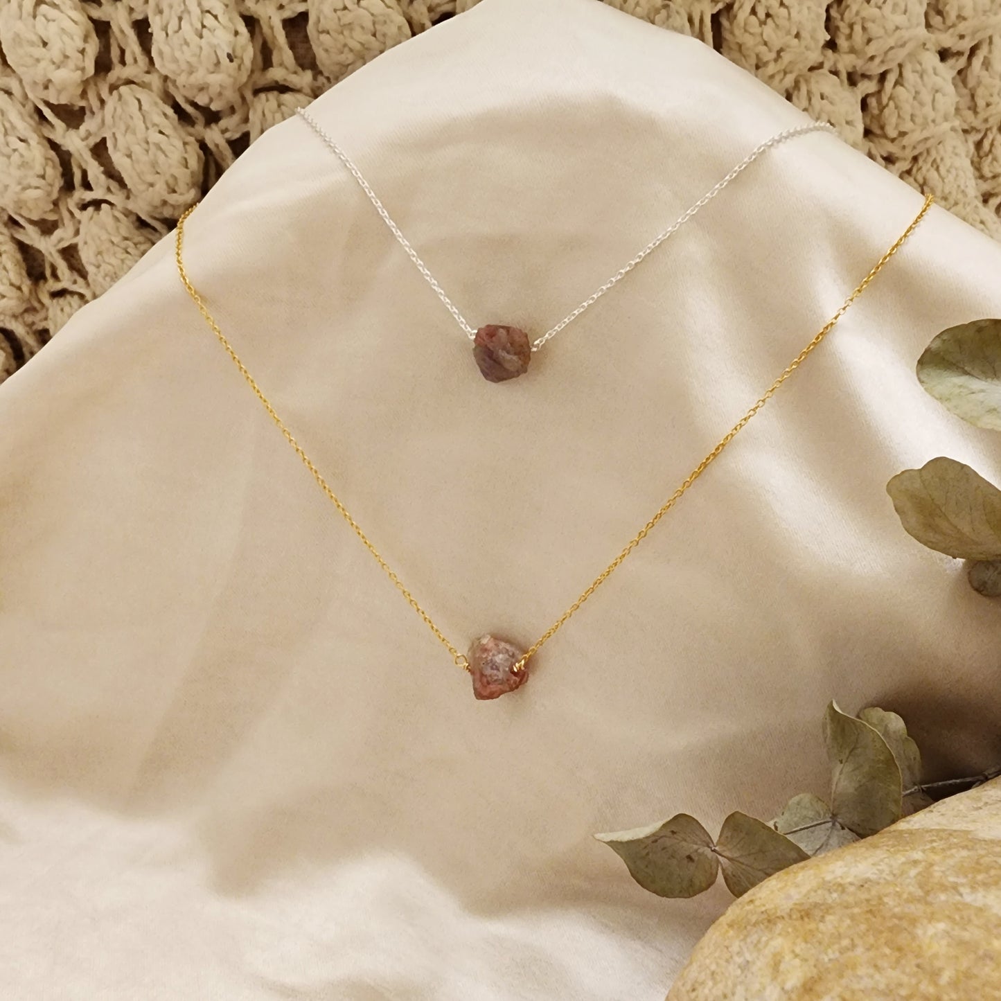 Pink Tourmaline- Raw Crystal Necklace